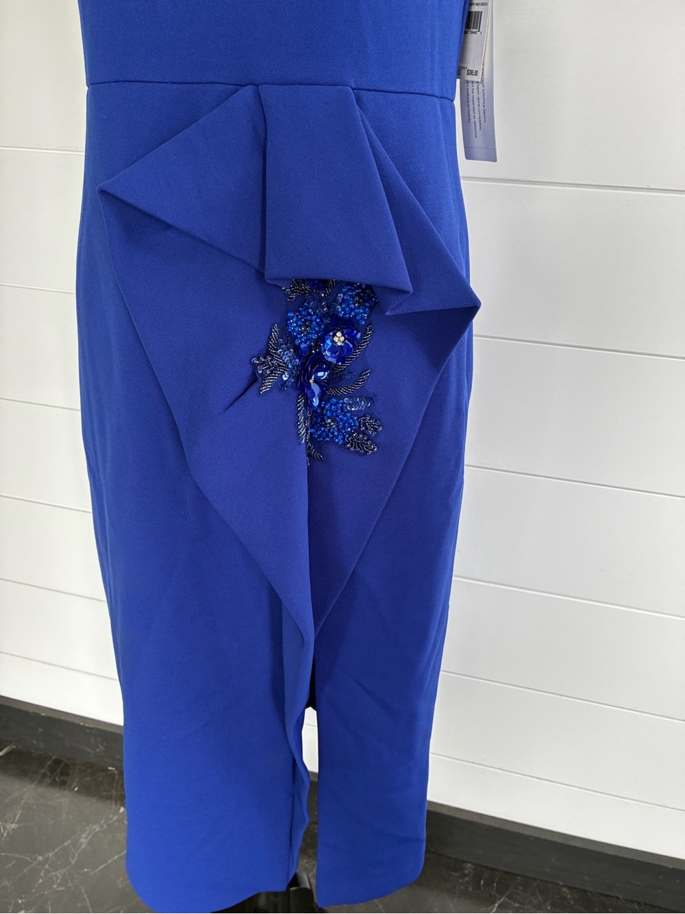 Aidan Mattox Strapless Bead-Embellished Bonded Crepe Midi Sheath Sz 14 NWT - Picture 2 of 9